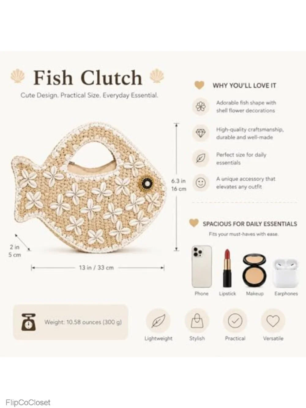 Straw Woven Fish Shaped Clutch Handbag Mini Novelty Tote